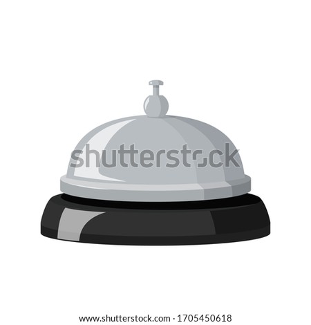 Hotel metall bell with black base. Vector illustration isolated on white background.