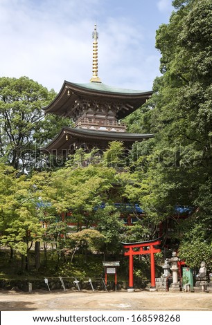 Pagoda and Shrine at Suma Temple in Kobe, Japan