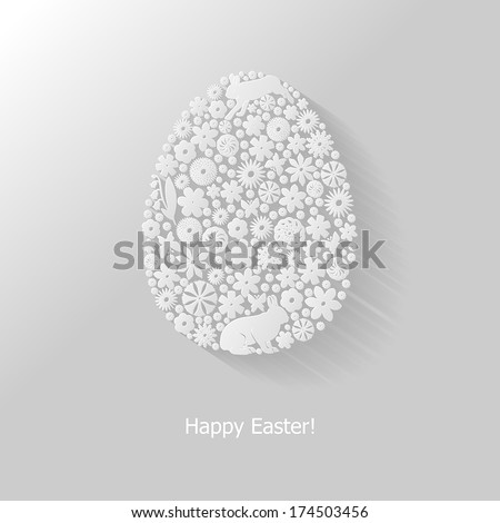 Easter background with decorated flower icon egg
