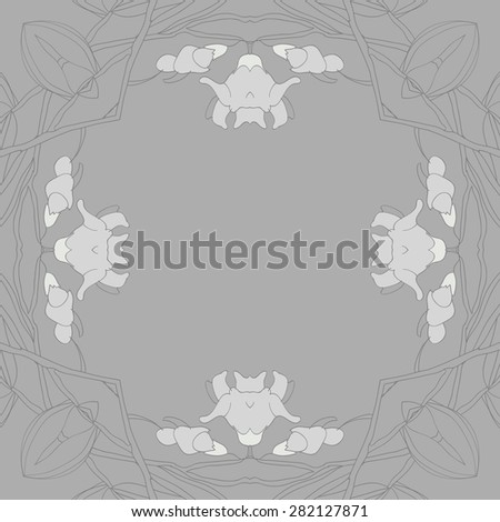 Circular  seamless pattern of  floral garland,  spots,  branches,stripes, copy space. Hand drawn.