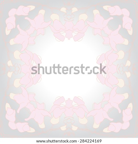 Circular  seamless pattern of  floral garland, flowers,stripes,spots, copy space. Hand drawn.
