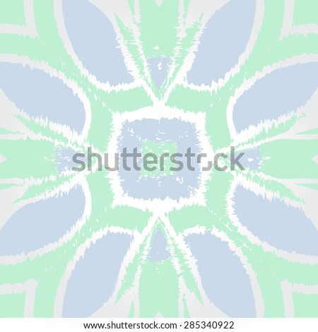 Circular  seamless pattern of  floral motif, stylized flower, spots, hole, wave. Hand drawn.