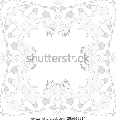 Circular  seamless pattern of  floral garland, branches, stripes, spots, wave, copy space. Hand drawn.