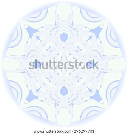 Circular   pattern of floral motif, flowers, hole,  waves, spots, stripes. Hand drawn.