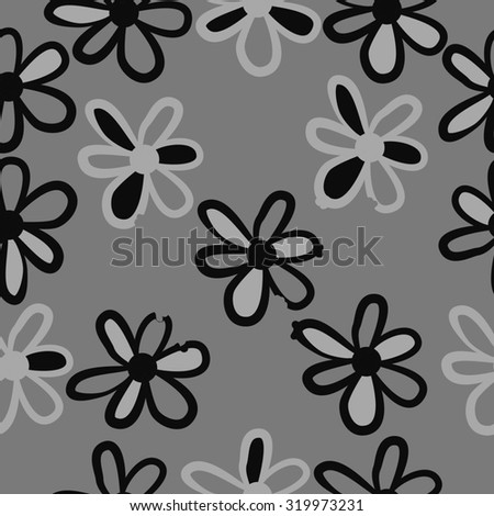 Seamless   pattern of floral motif, ellipses, stripes,flowers, doodles. Hand drawn.
