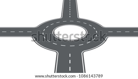Segment of road. Roundabout, circular motion