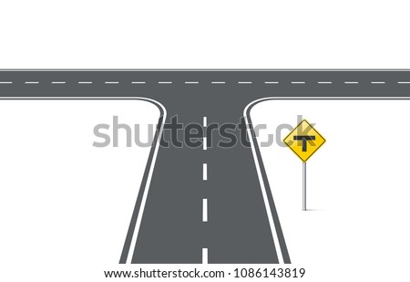 Road with traffic sign t-intersection. Element for design