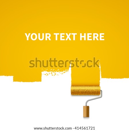 Painted yellow wall and paint roller