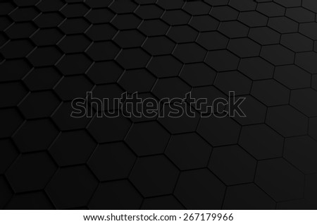 Abstract 3d Rendering Of Futuristic Surface With Hexagons Black Sci