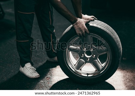 Similar – Image, Stock Photo Old broken car tires, piled up in a cornfield to form a mountain