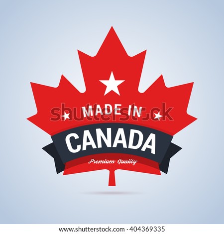 Made in Canada badge. Colorful label for canada products. Vector illustration in flat style.