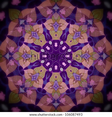 Mandala Flower purple/Ornamental round floral pattern. kaleidoscopic floral pattern,eight-pointed mandala. Fractal mosaic background./ High resolution abstract image.