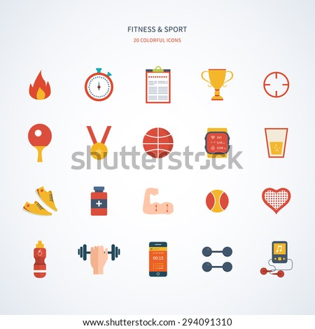 Flat design modern vector illustration concept for sport, fitness and healthy lifestyle. Vector mobile phone - fitness app concept on touchscreen.