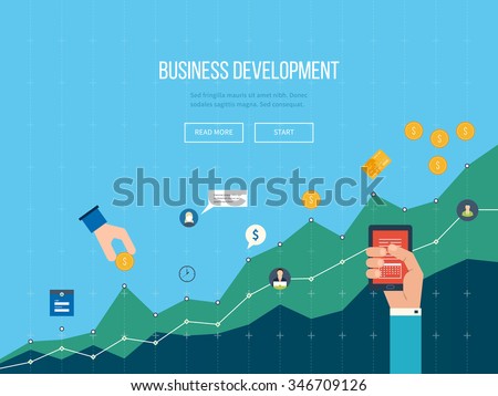 Business development. Strategy of successful business development. Financial report and strategy. Business diagram graph chart. Investment growth. Investment business.