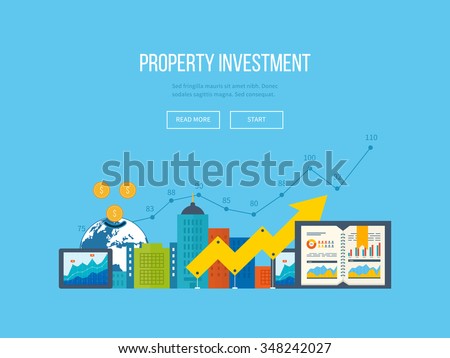 Flat design illustration concepts for business analysis and planning, financial report and strategy. Business diagram graph chart. Investment growth. Investment business. Property investment