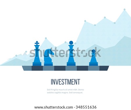 Flat line design concept for investment, finance, banking, market data analytics, strategic management. Strategy for successful business. Investment growth. Investment business. Investment management.