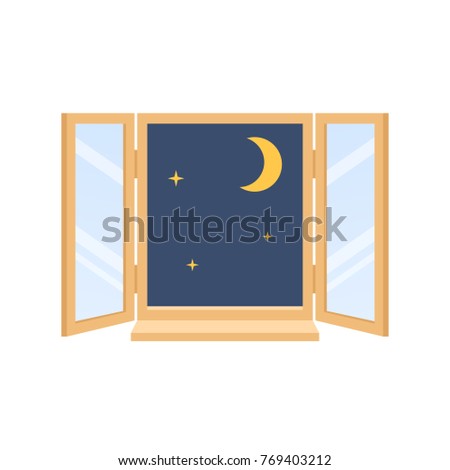 Image, Stock Photo Bedroom view. Outside it is already bright. Points of light, a curtain reminds of the night