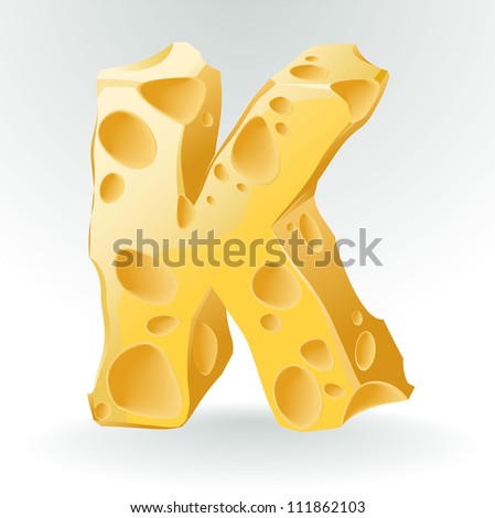 Cheese vector ABC. Letter K.