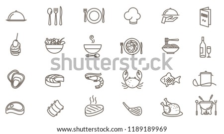 Thin line restaurant vector icon set