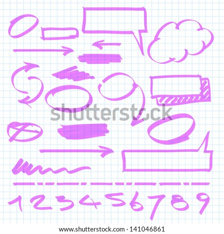 Set of vector marker design elements.