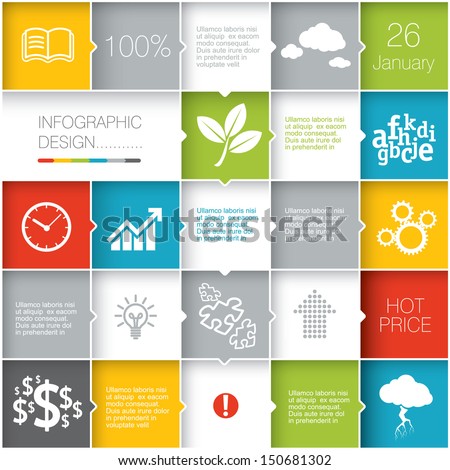Squares background.  Vector template for interface or infographic ready to place for your content
