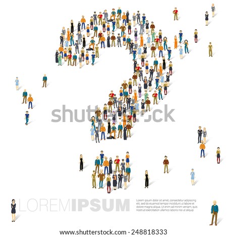 People crowd question mark vector template.
