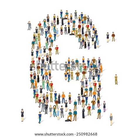 People crowd. Vector ABC, letter G