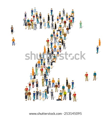 People crowd. Vector ABC, letter Z