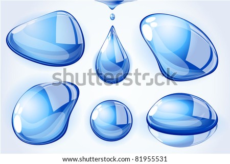 Clear Blue Water Drops. Vector Design Elements Set. - 81955531 ...