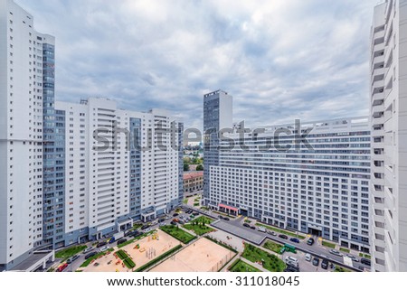 Moscow, Russia - August 19, 2015: Apartment buildings of the residential complex.
