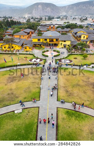 QUITO, ECUADOR - DECEMBER 26: View from the top of the equator monument in Quito, Ecuador on December 26, 2014