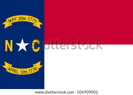 North Carolinian official flag, symbol. American patriotic element. USA banner. United States of America background. Flag of the US state of North Carolina in correct size, colors, vector illustration