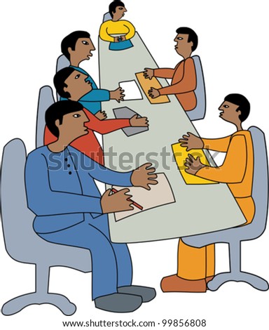 Six Black Businessmen In A Meeting At A Long Table Stock Vector ...