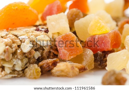 Fitness bar and dried fruits
