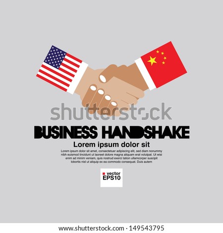 Business Handshake Vector Illustration. United States of America and China.EPS10