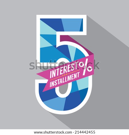 Fiver Percent Interest Installment Vector Illustration