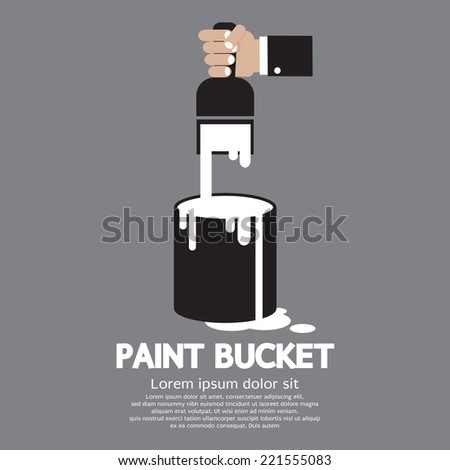 Paint Bucket With Paintbrush In Hand Vector Illustration