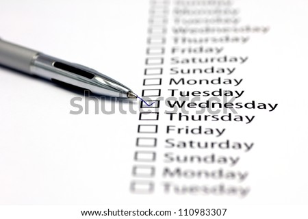 Tuesday checked in check box in a row of days of the week