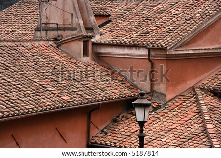 Italy - red tiled roofs. Typical, old Mediterranean architecture.