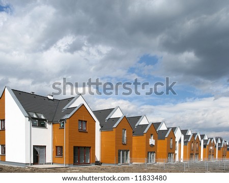 Modern singly-family terraced homes in Poland (Europe).