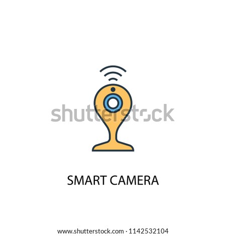 smart camera concept 2 colored line icon. Simple yellow and blue element illustration. smart camera concept outline symbol design from Smart Home set