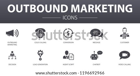 outbound marketing simple concept icons set. Contains such icons as Conversion, Customer, Lead Generation, Cold Calling and more, can be used for web, logo, UI/UX
