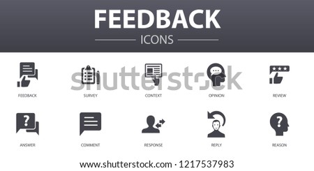 feedback simple concept icons set. Contains such icons as survey, opinion, comment, response and more, can be used for web, logo, UI/UX