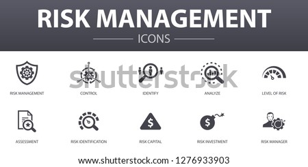 risk management simple concept icons set. Contains such icons as control, identify, Level of Risk, analyze and more, can be used for web, logo, UI/UX