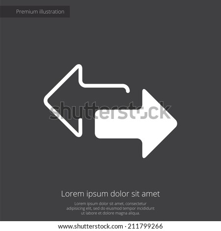 2 side arrow premium illustration icon, isolated, white on dark background, with text elements 