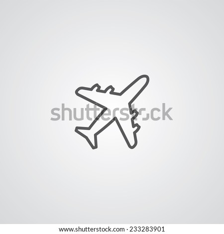 airplane outline thin symbol, dark on white background, logo editable, creative template 