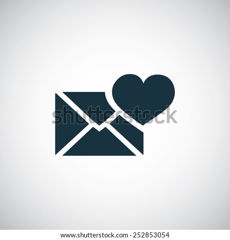 heart mail icon, on white background