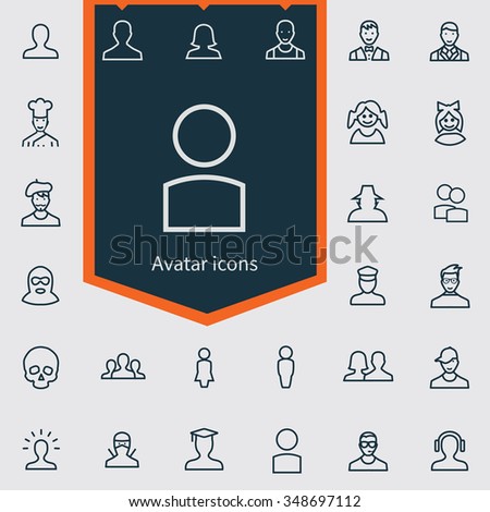 avatar outline, thin, flat, digital icon set for web and mobile