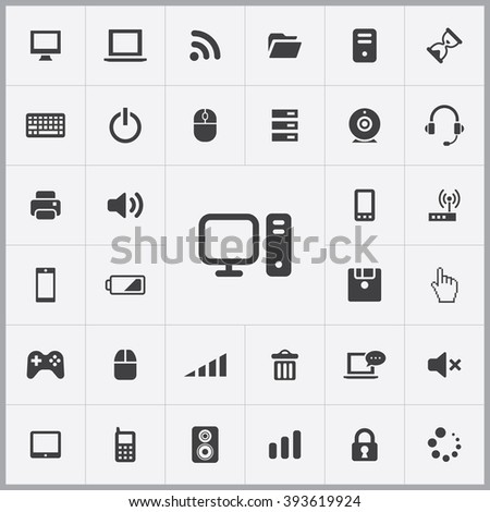 Simple computer icons set. Universal computer icons to use for web and mobile UI, set of basic computer elements