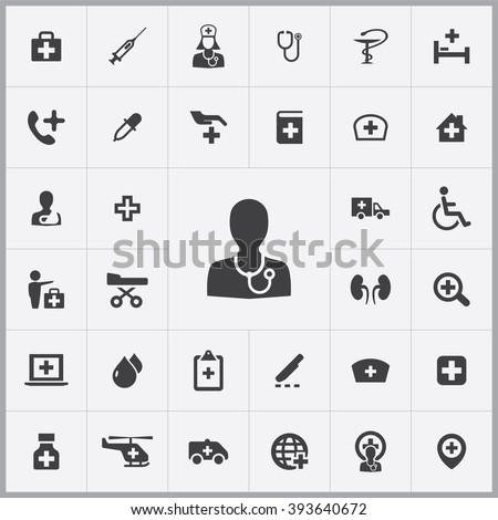 Simple doctor icons set. Universal doctor icons to use for web and mobile UI, set of basic doctor elements